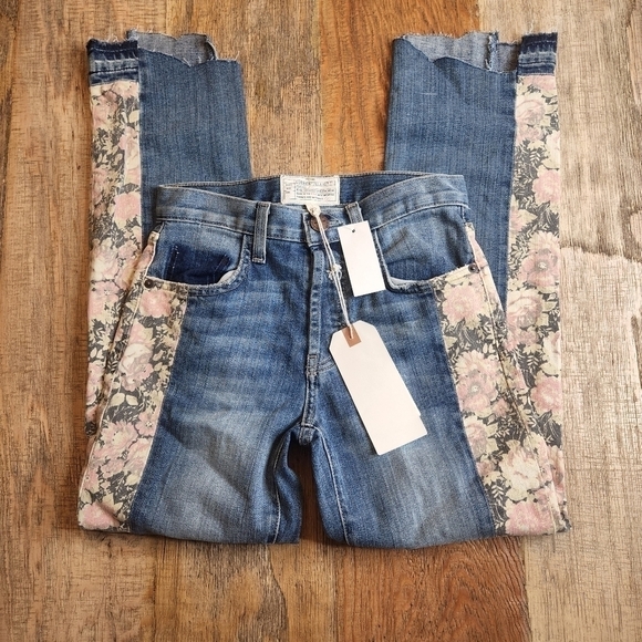 New Current/Elliott Blue The Uneven Seamed In First Love Mixed Floral Straight L - Picture 3 of 10